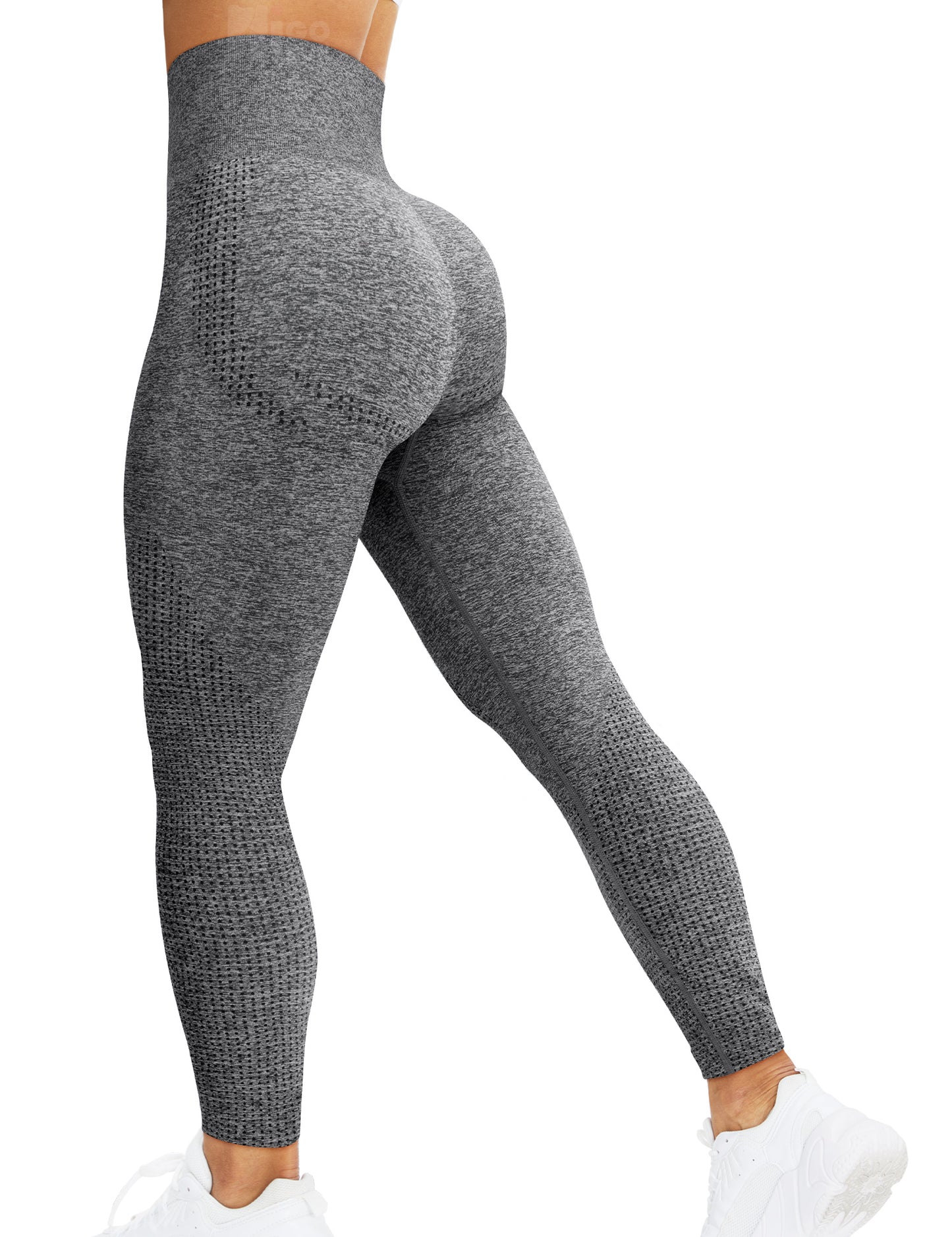 HIGORUN Women Seamless Leggings Smile Contour High Waist Workout Gym Yoga Pants grey