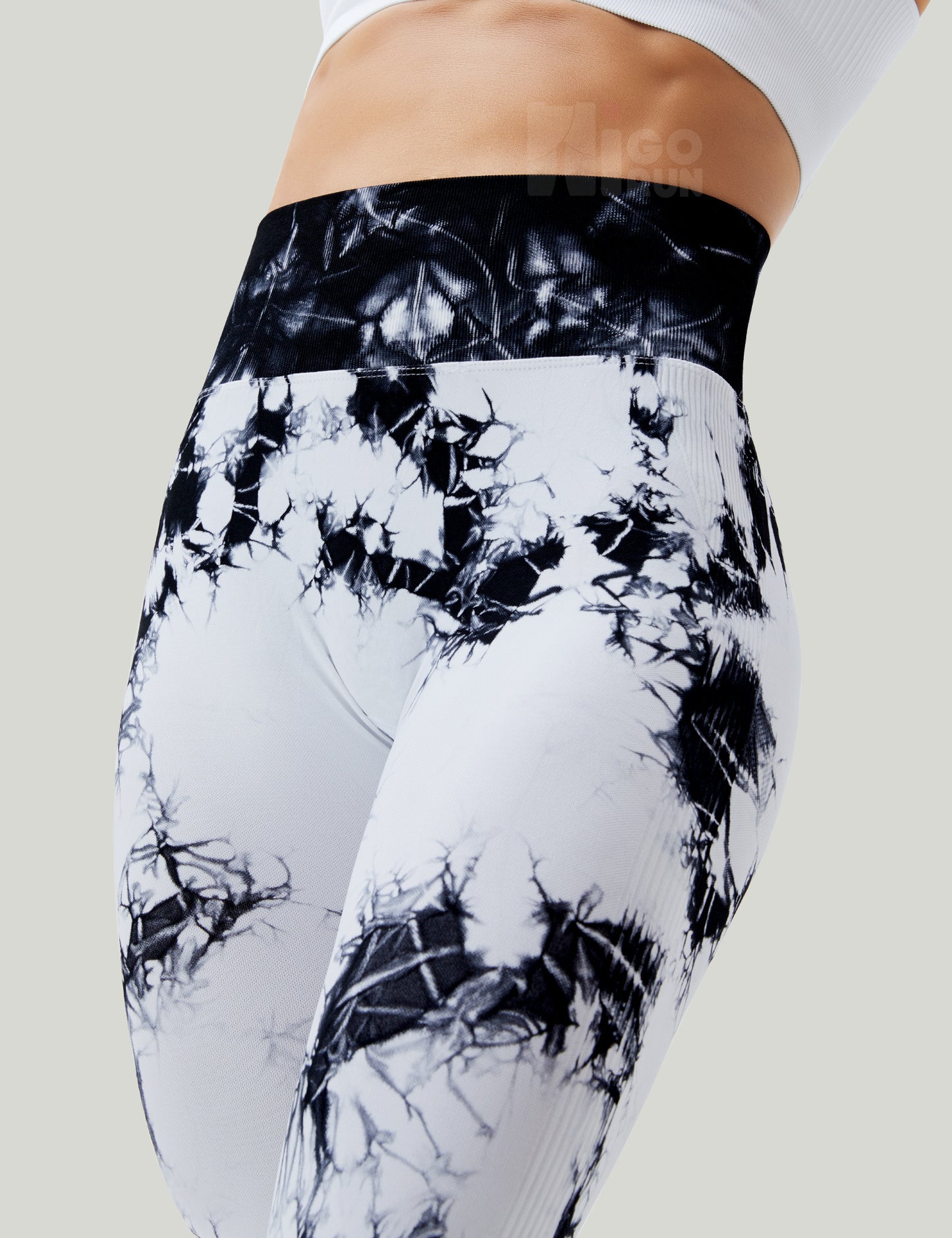 HIGORUN Tie-Dye Workout Seamless Leggings for Women High Waist Gym Leggings Yoga Pants White